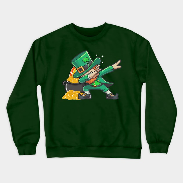 St Patrick's Day Dabbing Leprechaun Crewneck Sweatshirt by Etopix